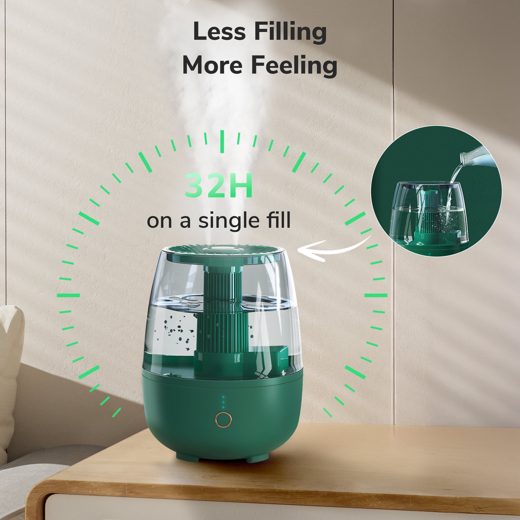 RAPOBRIX 6.8L Cool Mist Humidifier for Bedroom - 32-Hour Runtime