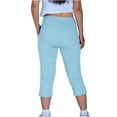 thumbnail image 5 of Frostluinai Yoga Capris for Womens High Waist Straight Leg Pants Stretch Slim Fit Capris Solid Color Gym Trousers Slit Hem Capris with Pocket, 5 of 8