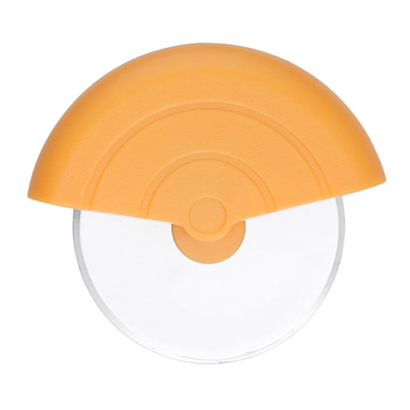 Farfi Pizza Cutter Round Sharp Rotating Wheel Curved Handle Stainless Steel Blade Multi-functional Dough Pancake Food Slicer Kitchen Supplies (Yellow)