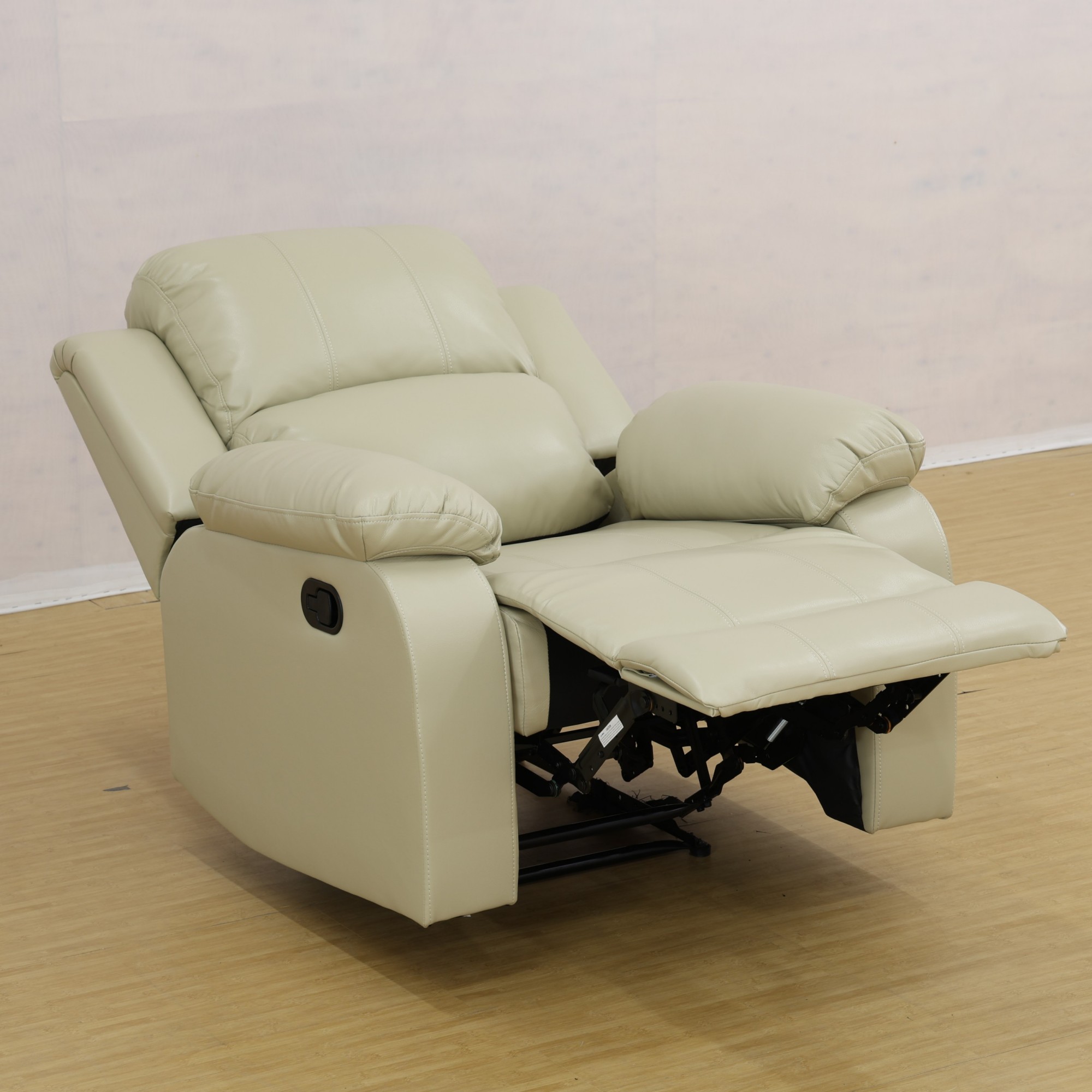 Gewnee Beige Manual Recliner Chair – Air Leather Single Sofa with Plush Comfort, Perfect for Living Rooms