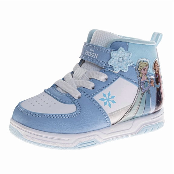 Disney Frozen Girls High Top Sneakers Hook and Loop with Lace Up (Little Kid), Blue White, Size: 8