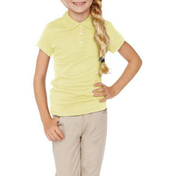 Girls School Uniform Short Sleeve Polo Shirt (Little