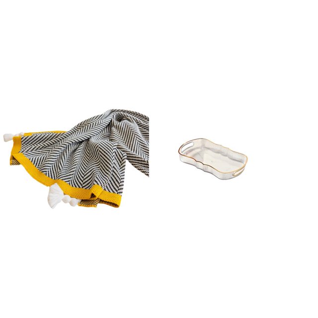 Manta De Punto A Rayas Para Decoración Del Hogar Y Dormitorio, Sofá Cama O Silla. Incluye Bandeja Para Servir Comida, Frutero, Bandeja Para Cosméticos, Bandeja Para Cafetería O Tocador.