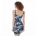 thumbnail image 2 of Blue And White Camouflage Print Sleeveless Bodycon Dress, Camo Camouflage Fashion Summer Maxi Dress For Women, 2 of 4