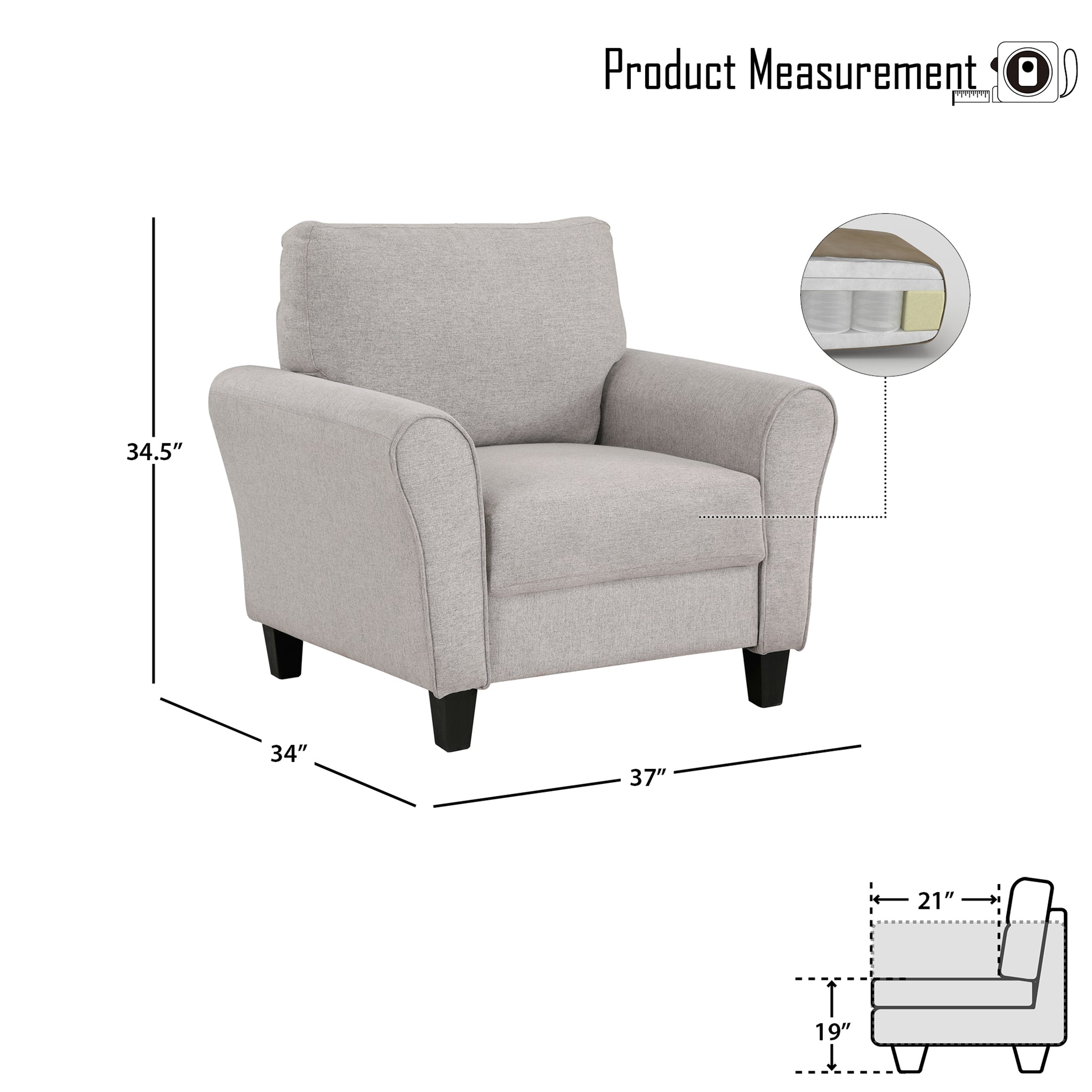 OakvillePark Eunice Fabric Upholstered Living Room Chair, Sand