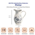 thumbnail image 2 of 222 Fifth Adelaide Porcelain Pitcher, Blue & White Large Floral Vase, 100oz, 2 of 9