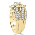 thumbnail image 2 of Pompeii 3ct Diamond Engagement Wedding Double Cushion Halo Trio Ring Set 10k Yellow Gold, 2 of 3