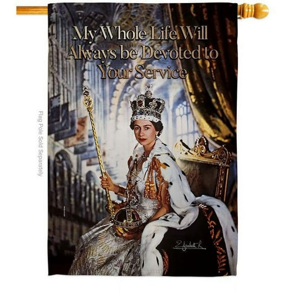 USA Decoration H180333-BO 28 x 40 in. ER II Devoled Your Service Sweet Life Biography Double-Sided Decorative Vertical House Flag for Decoration Banner Garden Yard Gift