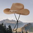 thumbnail image 2 of Shadoumai Women's Raffia Straw Sun Hats Wide Brim Beach Visor Ponytail Hat Packable UPF 80+ Vacation Essential, 2 of 8