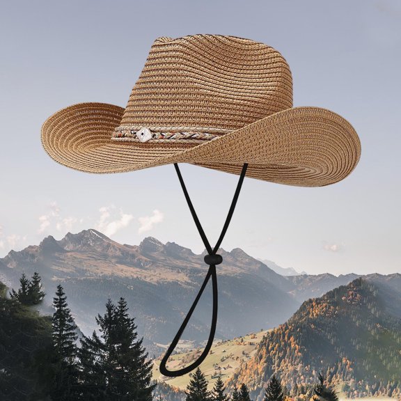 Qicasul Cowboy Hat for Men and Women Vintage Denim Cattlemans Hat Stylish Unisex Western Hat Durable Soft Comfortable Western Style Accessory Khaki