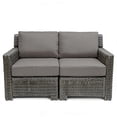 thumbnail image 1 of Krikacy 2-PCS Outdoor Wicker Modular Sofa Chair Set, All-Weather HDPE w/Thick Cushions, Grey, 1 of 6