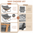 thumbnail image 2 of Pirecart Outdoor Papasan Rocking Chair Set of 2 with Ottoman, Patio Lounge Chair with Comfy Cushion, Dark Gray, 2 of 10