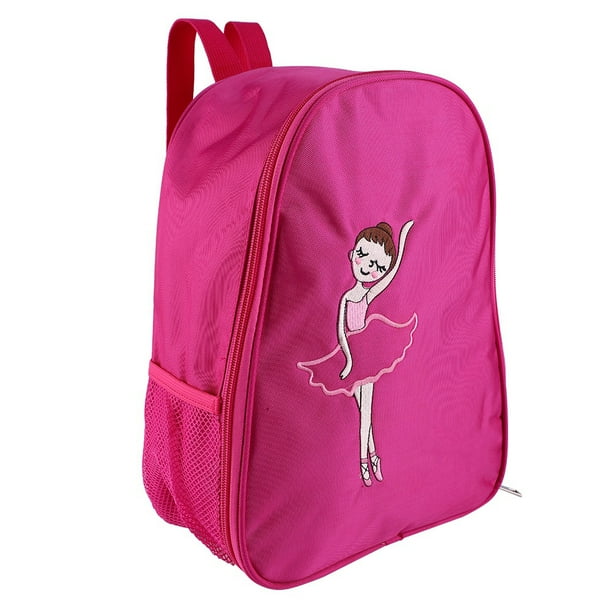 Mochila bordada de ballet para niñas, bolso deportivo de hombro para niños (rosa y rojo)
