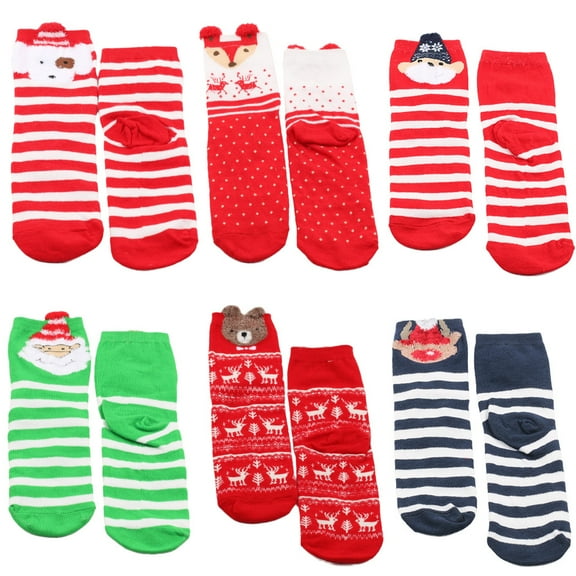 Papapt 6 Pairs Christmas Socks for Womens Cotton Fuzzy Socks Winter Warm  Floor Socks Christmas Stocking and New Year Gift for Girls /J02