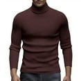 thumbnail image 2 of GrmtClth Turtleneck Men Slim Fit Long Sleeve Sweater Knitted Warm Pullover 2025 Fall Winter Comfy Sweaters Brown XL, 2 of 8