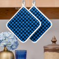 thumbnail image 2 of Black Blue Plaid Pot Holders for Kitchen Heatproof Potholder, 3 Pack Country Buffalo Checked Gingham Hot Pads Multipurpose Oven Pads Cloth Potholders Trivet for Cooking Baking, 2 of 8