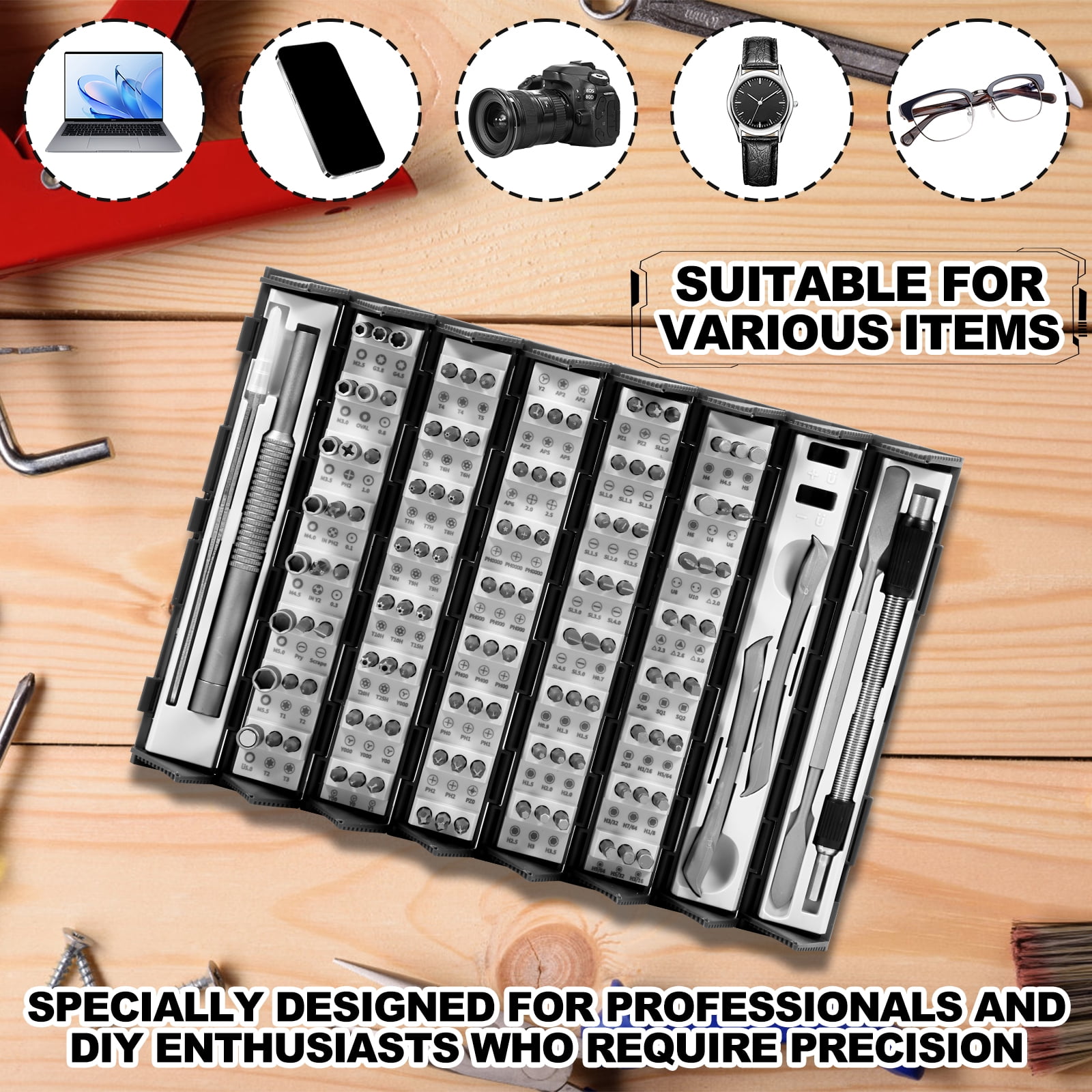 128 in 1 Precision Screwdriver Set Chrome Vanadium Steel Multifunctional Screwdriver Set Screwdriver Repair Tool Magnetic Screwdriver Hand Tool with 120 Bits for Camera Electronics
