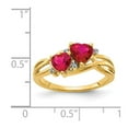 thumbnail image 2 of 14k Gold Lab Created Ruby and Diamond Double Love Heart Ring Size 7 Jewelry for Women, 2 of 8