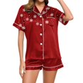 thumbnail image 5 of Enjoytime Womens Pajama Sets Shorts Christmas Print Short Sleeve 2 Piece Loungewear Set Holiday Casual Comfy Button Down Sleepwear, 5 of 6