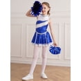 thumbnail image 4 of YIZYIF Juniors Girls Shiny Sequins Tank Dress with Pompoms Cheerleading Costume Youth Dance Suit Royal Blue 14, 4 of 7