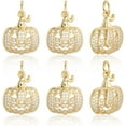 thumbnail image 5 of 1 Box 6Pcs Pumpkin Charms 18K Gold Plated Cubic Zirconia Jack O Lantern Charm for Jewelry Making DIY Crafts Supplies Decoration Clear, 5 of 6