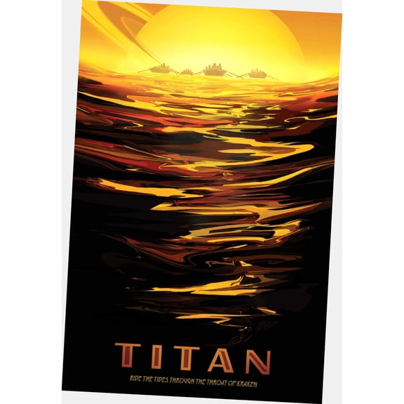 Nasa Travel Poster Art Poster 16"x24" 16x24 Titan Ride The Tides Multi-Color Square Adults Best Posters