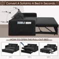 thumbnail image 3 of KINFFICT Futon Sofa Bed, Convertible Loveseat Sleeper, Modern Sofa Bed for Living Room/Apt, Black, 3 of 10