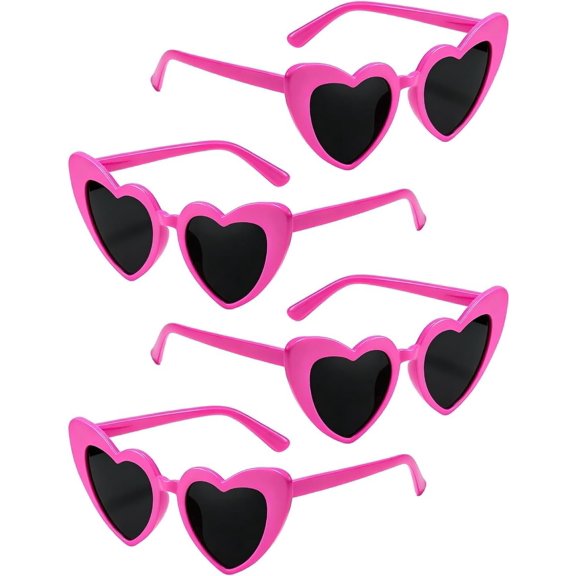 4 Pack Heart Shaped Sunglasses Trendy Eye Love Heart Glasses Retro Heart Sunglasses for Women