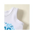 thumbnail image 6 of Franhais Children's Shorts Set Letter Print Sleeveless Round Neck Vest + Tree Flower High Waist Shorts Beach Suit, 6 of 8