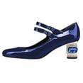 thumbnail image 2 of FSJ Women Comfortable Adjustable Double Strap Mary Jane Shoes Rounded Closed Toe Crystal Chunky Block Low Heel Pumps Business Date Dress Shoes Size 14 Blue, 2 of 4