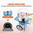 thumbnail image 6 of KFFKFF Cotton Candy Maker,Electric Commercial Cotton Candy Machine on Wheels, 1000W Professional Sugar Floss Machine with Protective Lid, Metal Bowl, Sugar Spoon & Storage, 6 of 9