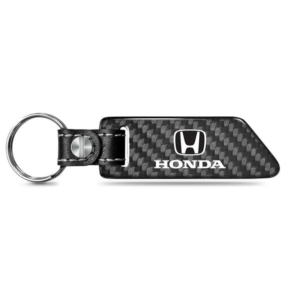 Honda Logo Real Carbon Fiber Blade Style with Black Leather Strap Key Chain