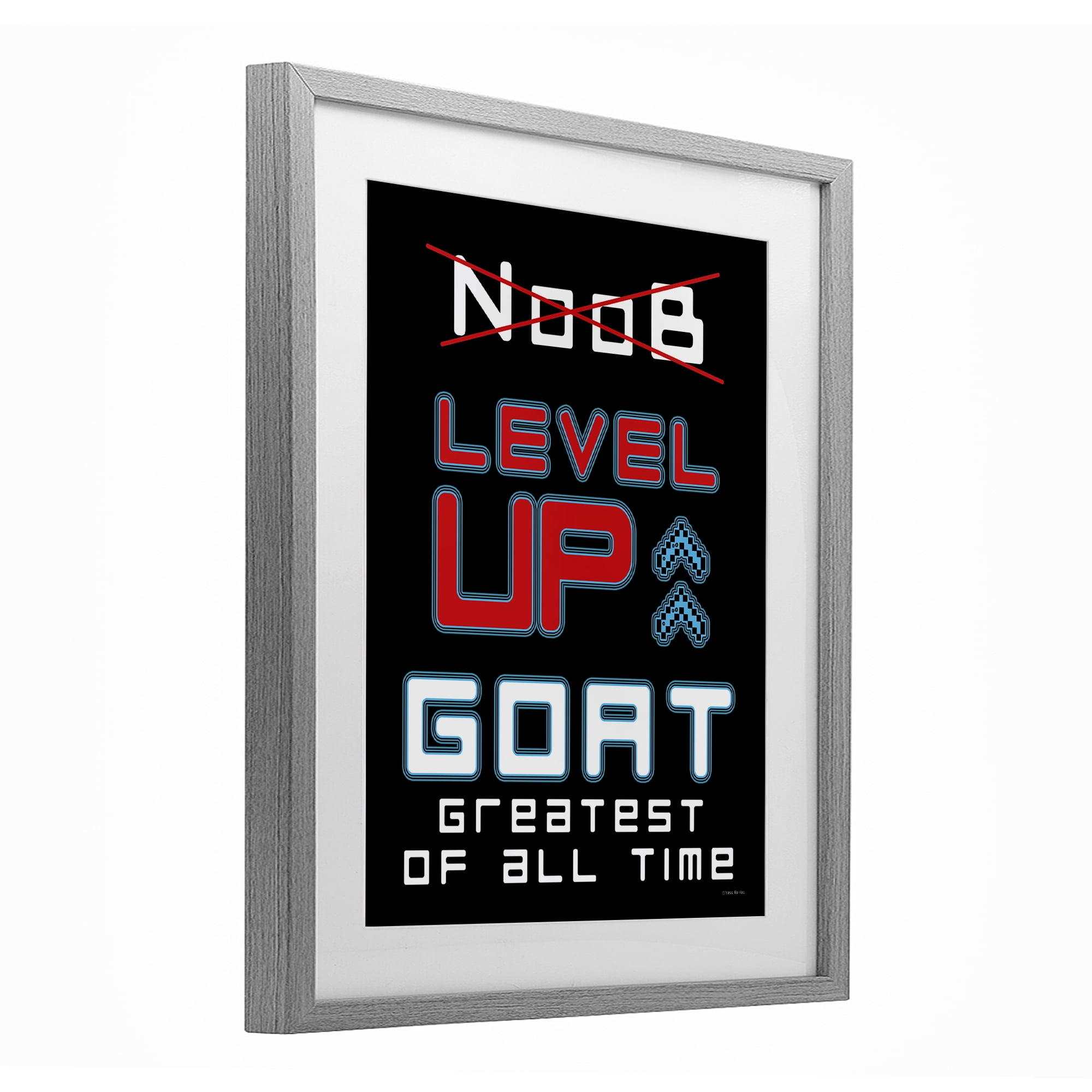 Stupell Industries Greatest Of All Time Gamer Gray Framed Print Under Glass, design by Yass Naffas Designs