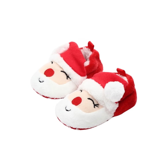 Douhoow Unisex Infant Santa Claus Shoes Baby Christmas Crib Slippers Anti-Slip Soft Sole