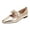Gold, variant on Bow Metallic Dress Shoes for Women Bride Wedding 2026 Fall Fashion Casual Leather Pointed Toe Ballet Flat Comfortable Low Heels Walking Slip on Dressy Loafers Black Size 5.5