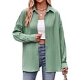 thumbnail image 3 of Nlife Women Lapel Collar Long Sleeve Button Back Lace Up Split Hem Shirt, 3 of 7