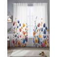 thumbnail image 5 of Colorful Spring Floral Semi Sheer Window Curtains 108 Inches Long, Elegant Summer Botanical Watercolor Rod Pocket Voile Chiffon Curtain Light Filtering Drapes for Living Room, 52"x108", 2 Panels, 5 of 9