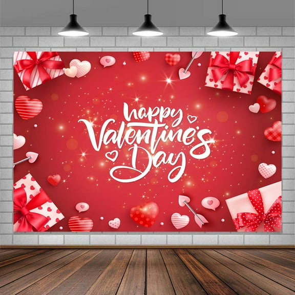 5X3ft Valentine's Day Photography Backdrops, Red Love Heart Valentine's Day Backdrops Decorations, Wedding Bridal Shower Wedding Anniversary Party Girl Birthday Decor Background
