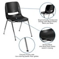 thumbnail image 5 of BizChair 440 lb. Capacity Kid's Black Ergonomic Shell Stack Chair with Chrome Frame and 14" Seat Height, 5 of 13
