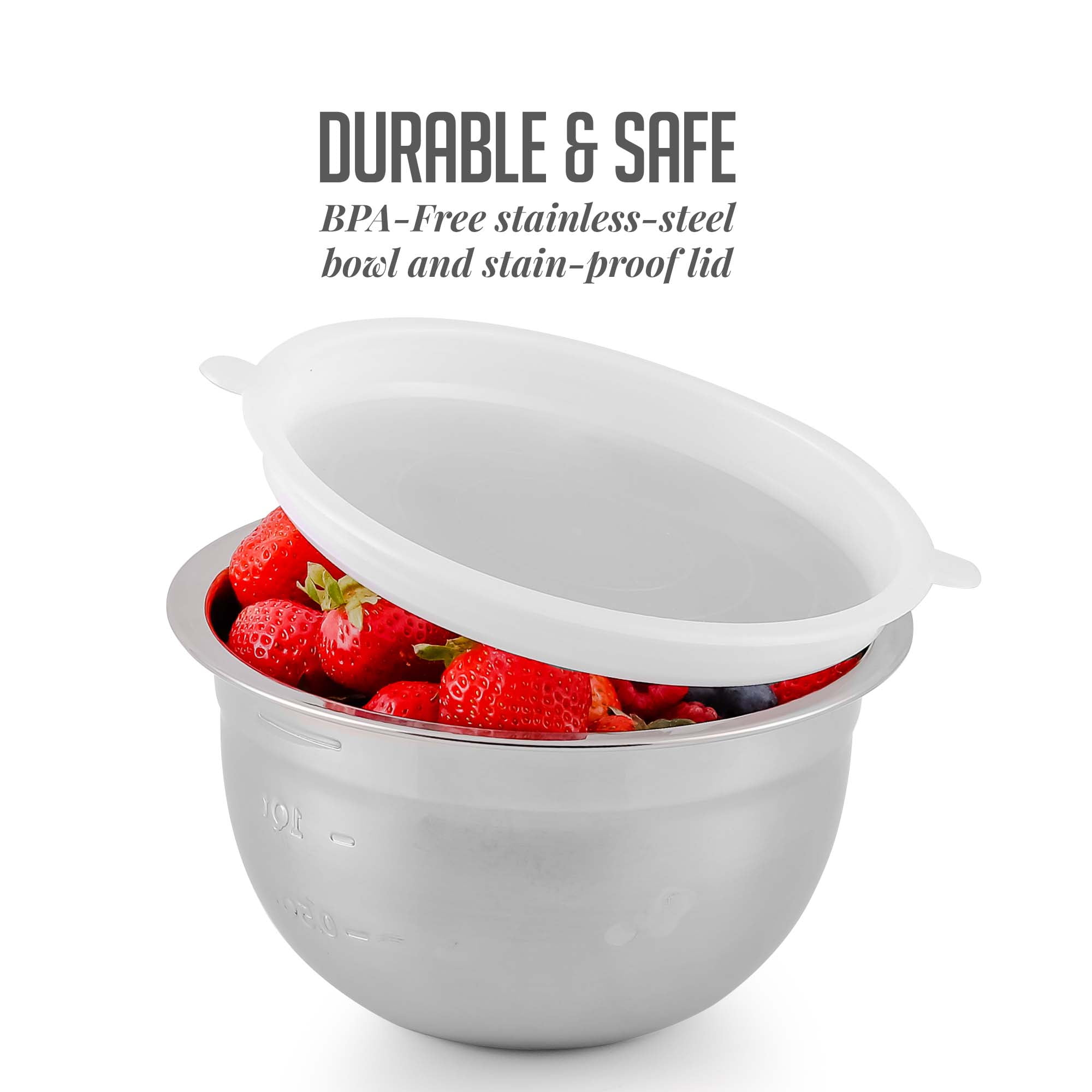 OVENTE 3-Piece Mixing Bowls with Lids Stainless Steel Kitchen Storage  Bakeware Set BM46333S - The Home Depot