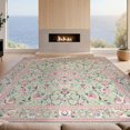 thumbnail image 2 of Design&I 5'x7' Washable Area Rug Flatweave & Daily Traffic Ready Oushak Floral Medallion With Scrolling Vine And Botanical Border for Guest Room, Lounge, Apartment, 2 of 7