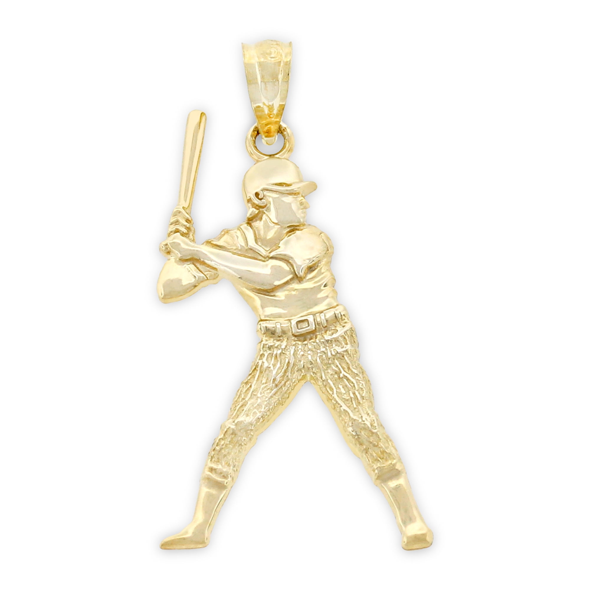 Charm America Gold Baseball Player/Batter Charm 10 Karat Solid Gold
