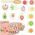 thumbnail image 2 of 12 Pairs Cute Fruits Stud Earrings Set 3D Strawberry Apple Orange Lemon Plastic Post Earrings Studs with Earring Backings for Women Sensitive Ears, 2 of 8