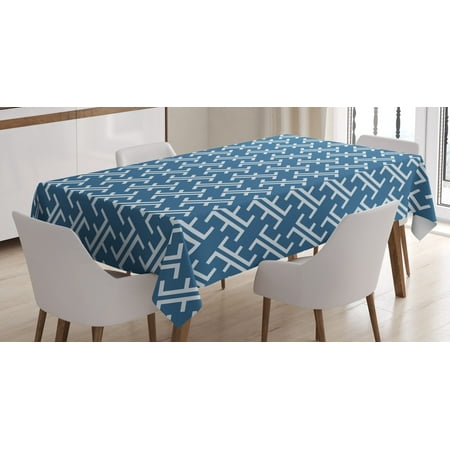 Japanese Style Kitchen Table Asian Tablecloth, Ocean Waves Inspired Artwork in Japanese Style Illustration Oriental Curvy Cultural, Rectangular Table Cover for Dining Room Kitchen, 60 X 90 Inches, Blue White, by Ambesonne ()