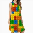 thumbnail image 2 of Colorful Bricks Design Casual Sleeveless Loose Sundress Dress For Women Summer Dress Daily Woman, 2 of 4