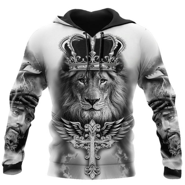 Chandails à Capuchon pour Hommes Imprimé Animal cool street (I, tTP)