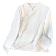 thumbnail image 2 of Xuyuer Embroidered Button-Down Shirt - Women's Long Sleeve Round Neck Casual Top for Garden Party Attire, Spring Brunch Events & Feminine Office-to-Evening Elegance, 2 of 6