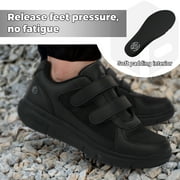 FitVille Extra Extra Wide Walking Shoes for Men with Adjustable Strap, Black, 11.5 Xx-Wide