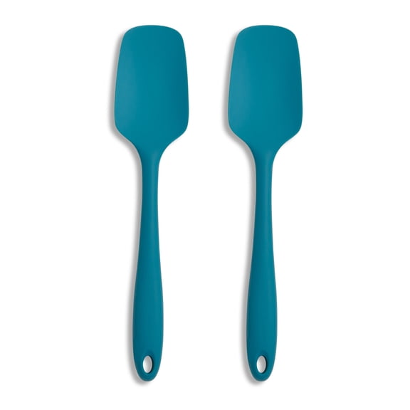 Mrs. Anderson’s Baking Silicone Spoon-Shaped Spatula, Flexible And Nonstick, One-Piece Design, Turquoise Blue, Set Of 2, For Mixing, Folding, Scraping, Baking, And Cooking
