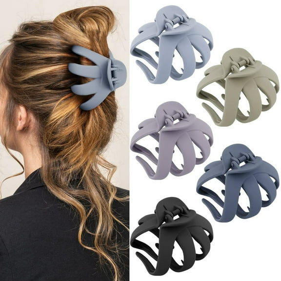 Extra Large Claw Clips for Thick Hair - 5pcs Jumbo Octopus Hair Clips, 3.15" Big Hair Claws for Women and Girls, Assorted Colors